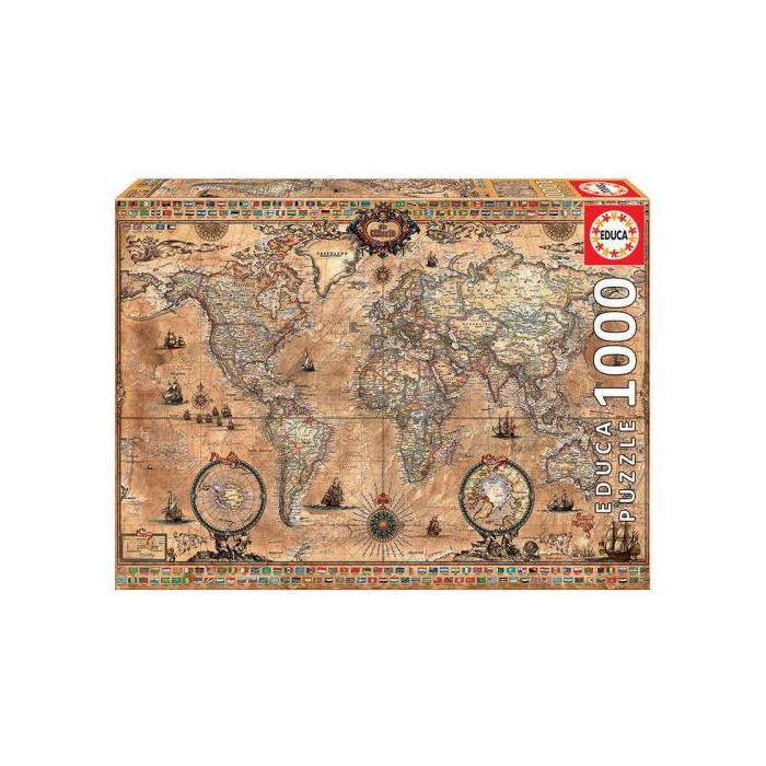Educa 15159 Puzzle Rompecabezas Mapa Mundi Antiguo 1000 Piezas 68x48 cm