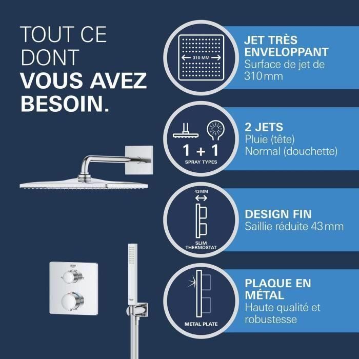 Grohe 34881000 Conjunto de ducha empotrado 1 chorro Mezclador termostático Gris 4 Grohe 34881000 Conjunto de ducha empotrado 1 chorro Mezclador termostático Gris 4