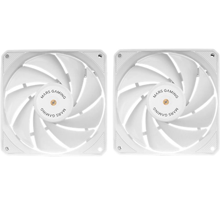 Mars Gaming MFNCLX2 W 2 X Ventilador PC 120mm PWM Bajo Ruido 12dB 72 CFM Blanco/Negro Refrigeración Duradera 0 Mars Gaming MFNCLX2 W 2 X Ventilador PC 120mm PWM Bajo Ruido 12dB 72 CFM Blanco/Negro Refrigeración Duradera 0