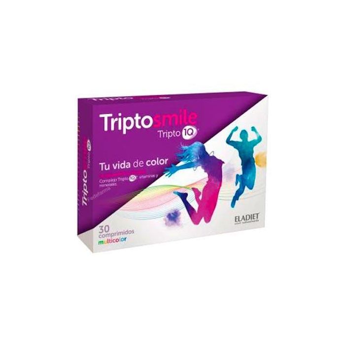 ELADIET Tripto Smile con L-Triptófano, Coenzima Q10, Magnesio, Hierro y Vitaminas B. Apoyo al bienestar y energía. 30 comprimidos.