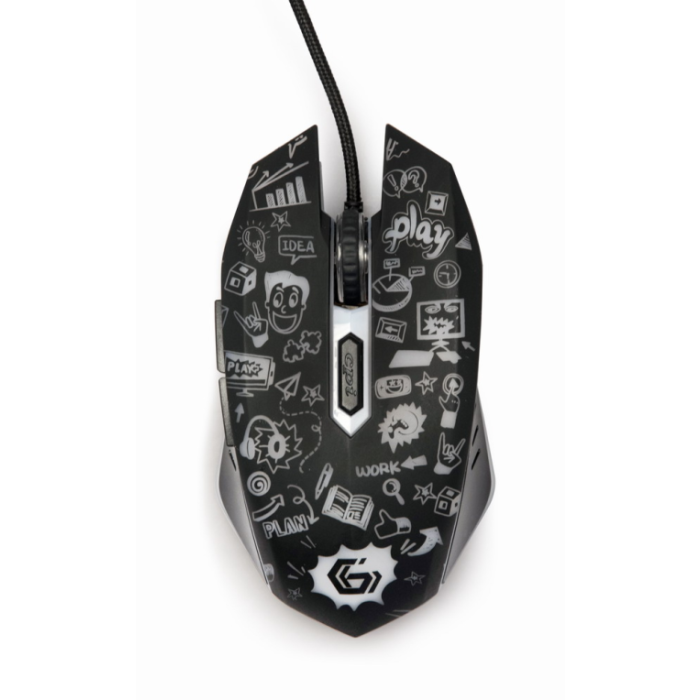 Gembird MUS-6B-GRAFIX-01 Ratón Óptico USB 3600 DPI, 6 Botones, Iluminación Multi, Diestro, Negro