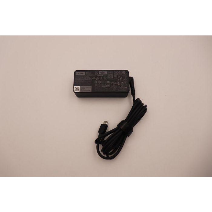 Lenovo AC adapter with 45W output, supports multiple voltage levels: 20V, 15V, 9V, and 5V, features 3 ports for connectivity. Lenovo AC adapter with 45W output, supports multiple voltage levels: 20V, 15V, 9V, and 5V, features 3 ports for connectivity.