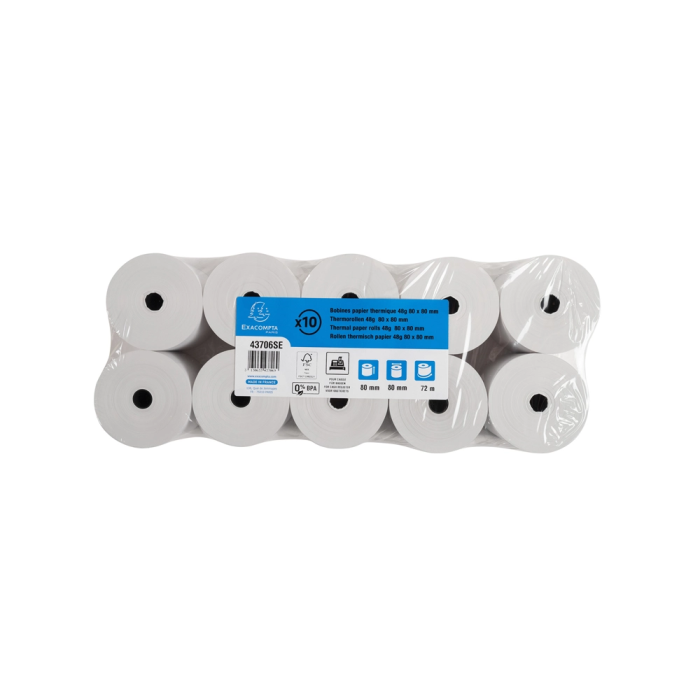 Exacompta Rollo Termico 80x80 mm 48 g/m2 Sin BPA para TPV y Cajas Registradoras 2