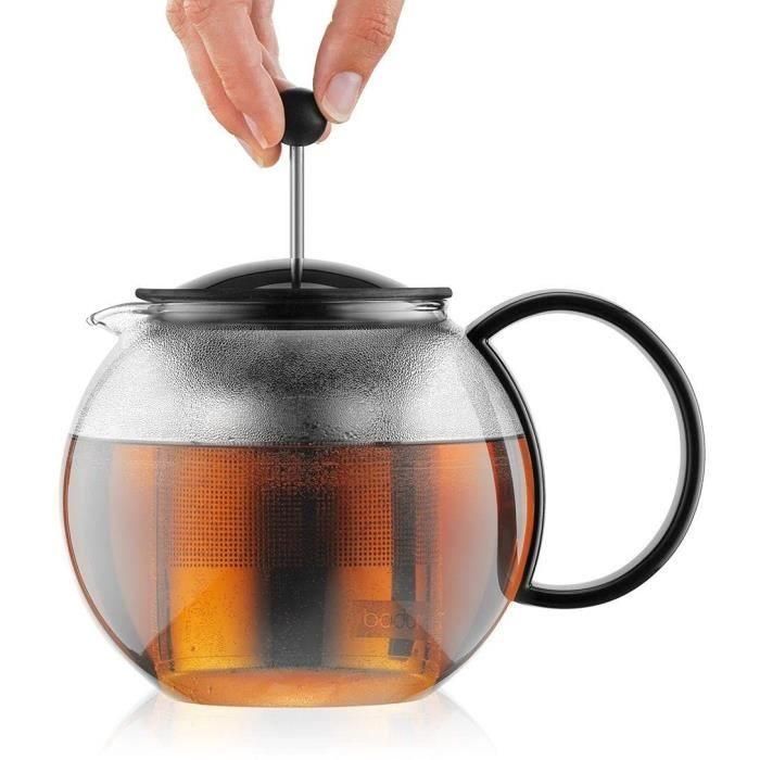 Bodum Assam: Tetera de Prensa Francesa para Té con Cubierta de Plástico y Filtro de Acero Inoxidable de 1.0 Litros Negra 4