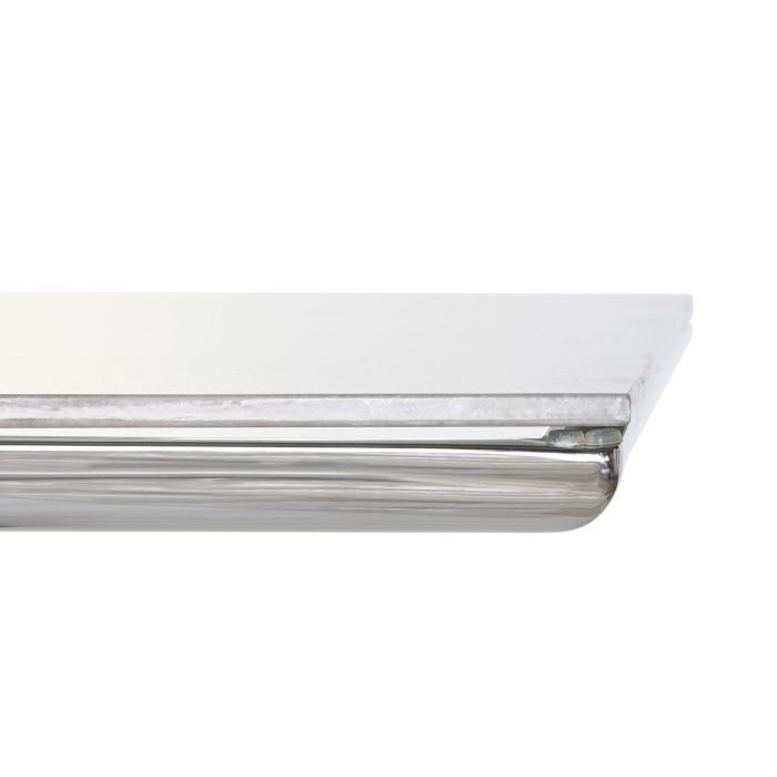 DKD Home Decor Mesa Comedor de Diseño Moderno Acero y Cristal, Acabado Blanco y Plateado, 90x180x75 cm 3
