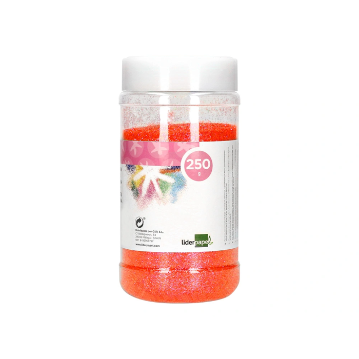 Liderpapel Purpurina Fantasía Color Metálico Naranja Pastel Bote 250 gr 1