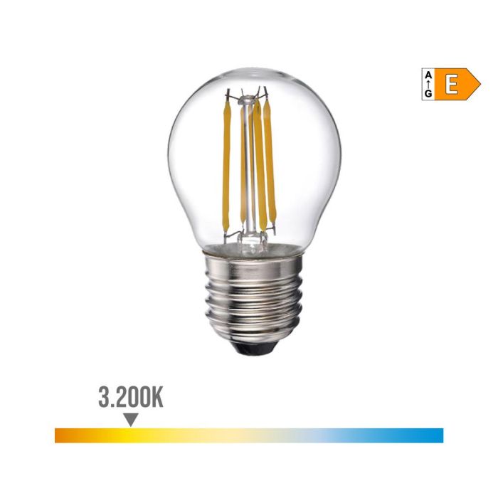 Edm Bombilla esférica LED E27 4W 500LM 3200K luz cálida Ø4,5x7,8cm 0 Edm Bombilla esférica LED E27 4W 500LM 3200K luz cálida Ø4,5x7,8cm 0
