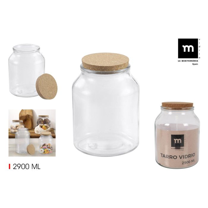Tarro de vidrio con tapón de corcho 2900 ml - La Mediterranea (6 Unidades) Tarro de vidrio con tapón de corcho 2900 ml - La Mediterranea (6 Unidades)