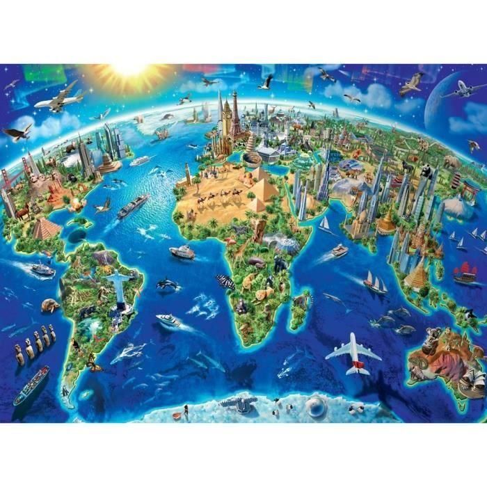 Puzzle 300 p XXL - Mapa de los monumentos del mundo 1 Puzzle 300 p XXL - Mapa de los monumentos del mundo 1
