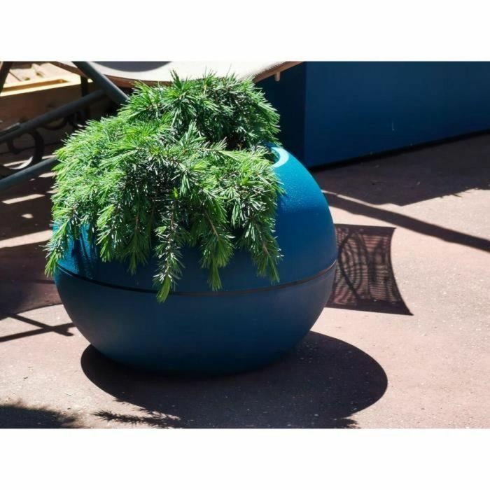 Jardinera redonda RIVIERA GRANIT BOULE - Plástico - Diámetro 40 cm - Azul 2