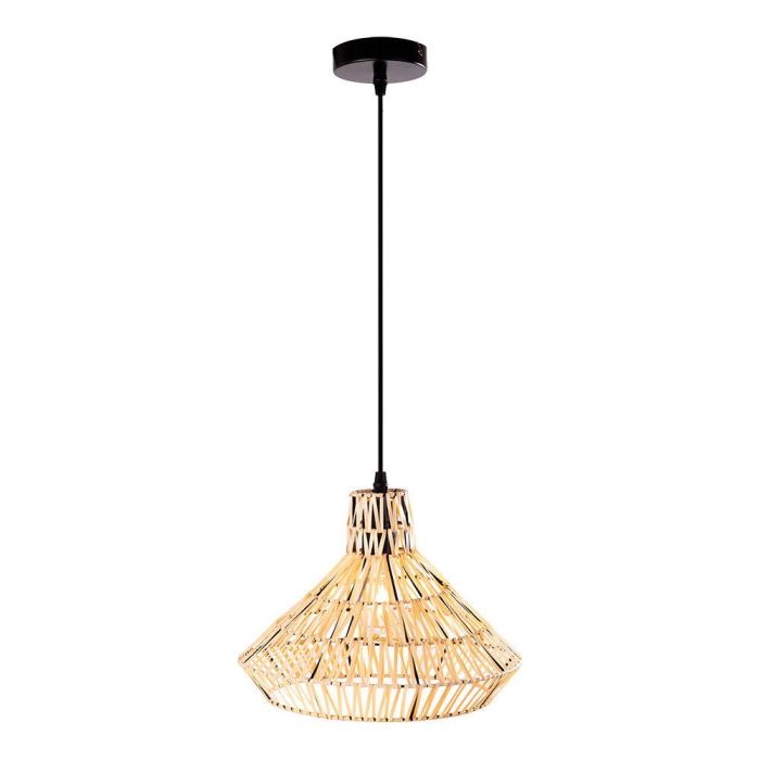 Lámpara Colgante Decorativa Alec, Ratán Natural Beige con Cable Negro, Estilo Mediterráneo para Luz Ambiental Exótica - SKD-P-2006