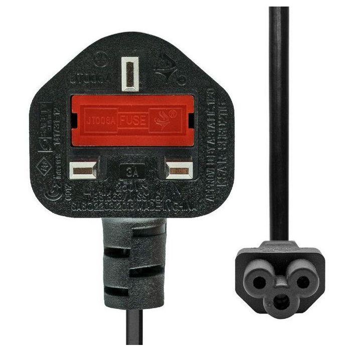 ProXtend Power Cord UK to C5 1M Black 1 ProXtend Power Cord UK to C5 1M Black 1