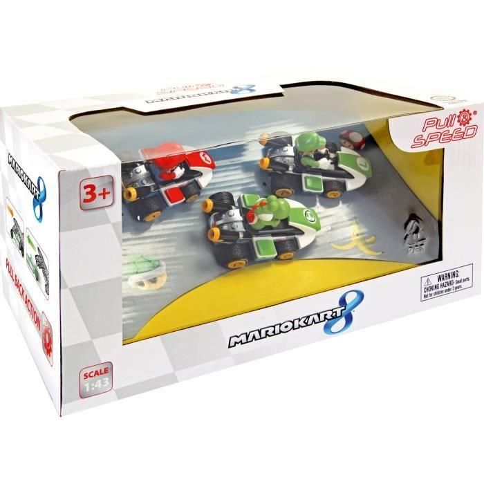 Carrera Set 3 coches Pull Speed Mario Kart 8 Mario Luigi Yoshi Retro Fricción Niños 3+ 1 Carrera Set 3 coches Pull Speed Mario Kart 8 Mario Luigi Yoshi Retro Fricción Niños 3+ 1