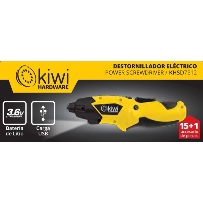 Set de Destornillador Eléctrico Inalámbrico con 15 Accesorios - Kiwi (5 Cajas) 3 Set de Destornillador Eléctrico Inalámbrico con 15 Accesorios - Kiwi (5 Cajas) 3
