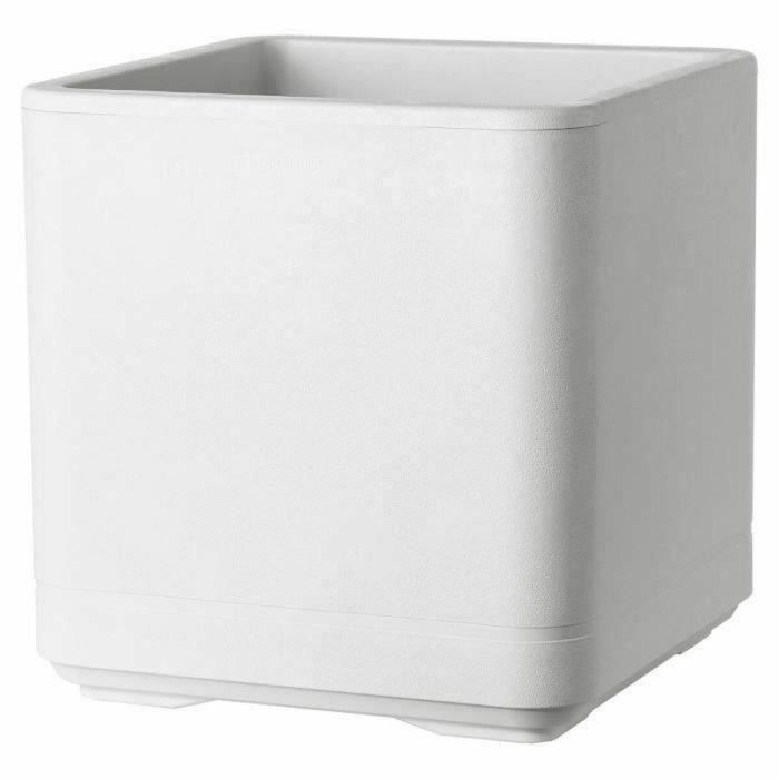 Deroma 9HN1QSZ Maceta Cubo Cosmo Perla con reserva de agua y ruedas, 38 cm