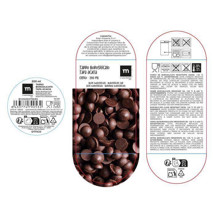 Inde - Tarro Boro Ottico T/Acacia Red, 200 ml / 6.2 x 6.2 x 10.7 cm, La Mediterran (24 Unidades)