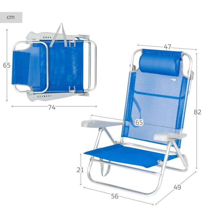 Silla de Playa Aktive 47 x 82 x 49 cm (2 Unidades) 5 Silla de Playa Aktive 47 x 82 x 49 cm (2 Unidades) 5