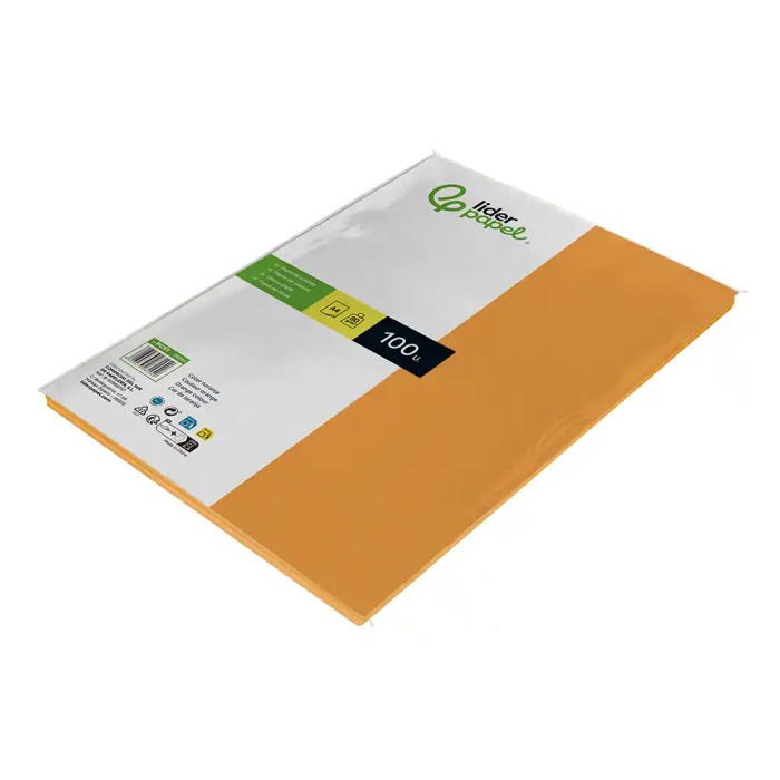 Liderpapel Papel Color A4 80gr Naranja Paquete de 100 Hojas 4