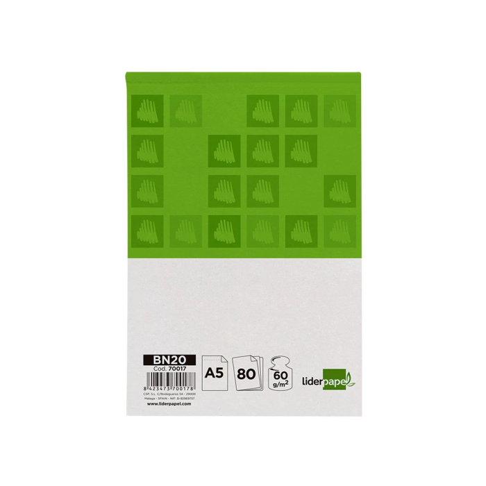 Liderpapel Bloc de notas A5 liso 80 hojas 60 g/m2 perforado sin tapa 4 Liderpapel Bloc de notas A5 liso 80 hojas 60 g/m2 perforado sin tapa 4