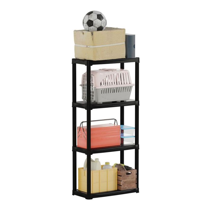 Estantería línea tempo con 4 estantes de polipropileno negro, 60 x 30 x 133 cm 1 Estantería línea tempo con 4 estantes de polipropileno negro, 60 x 30 x 133 cm 1