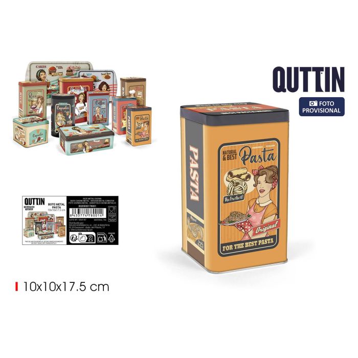Bote de metal para pasta Quttin 10x10x17.5 cm (12 Unidades) Bote de metal para pasta Quttin 10x10x17.5 cm (12 Unidades)