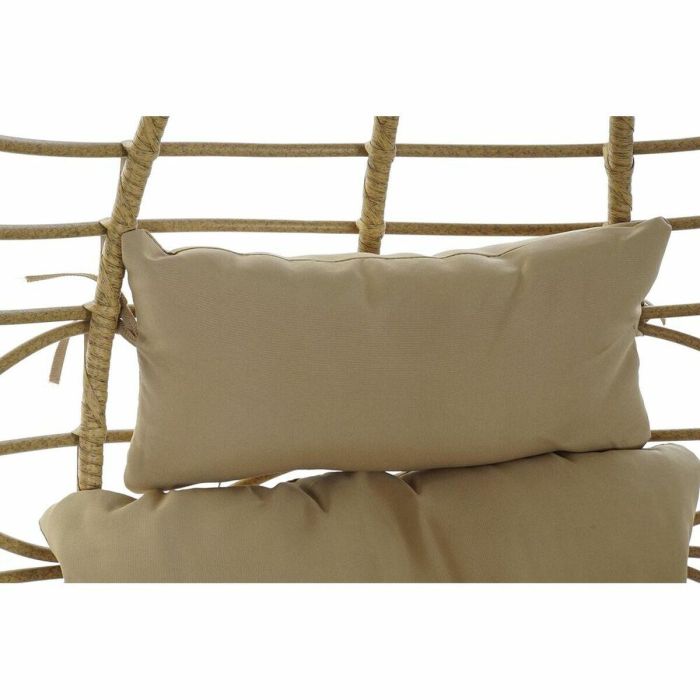 DKD Home Decor Sillón Colgante Terraza y Jardín, Ratán Sintético, Marrón Beige, con Cojines, Colección Breeze, 75x120x105 cm, Capacidad 120kg 2 DKD Home Decor Sillón Colgante Terraza y Jardín, Ratán Sintético, Marrón Beige, con Cojines, Colección Breeze, 75x120x105 cm, Capacidad 120kg 2