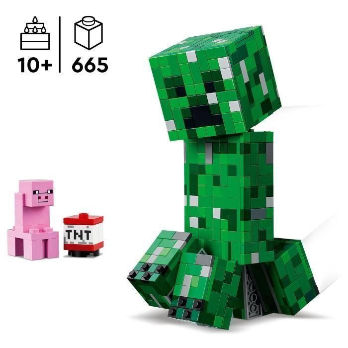 LEGO 21276 Minecraft Figura de Acción Articulada El Creeper Construible 21 cm de Altura con Cabeza Móvil y Compartimento Secreto 1