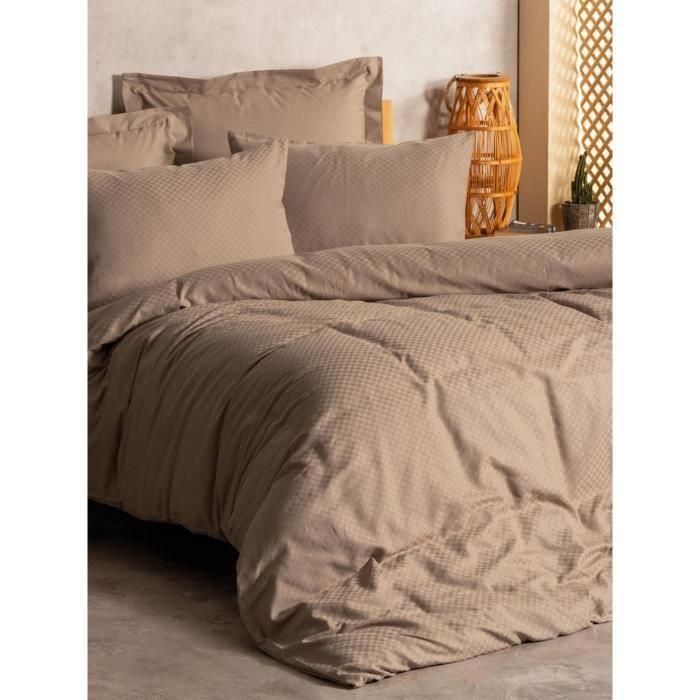 Juego de cama - 1 funda nórdica 220x240 cm + 2 fundas de almohada 60x60 cm - 100% algodón - Visón 2 Juego de cama - 1 funda nórdica 220x240 cm + 2 fundas de almohada 60x60 cm - 100% algodón - Visón 2