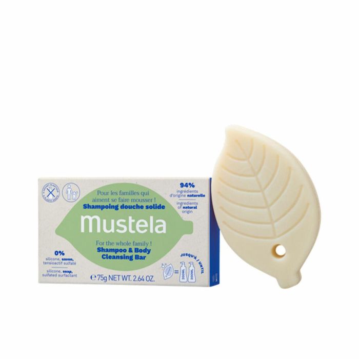 Mustela Champú Sólido BIO 75gr para Cabello y Cuerpo, con Aguacate y Oliva BIO, Sin Perfume