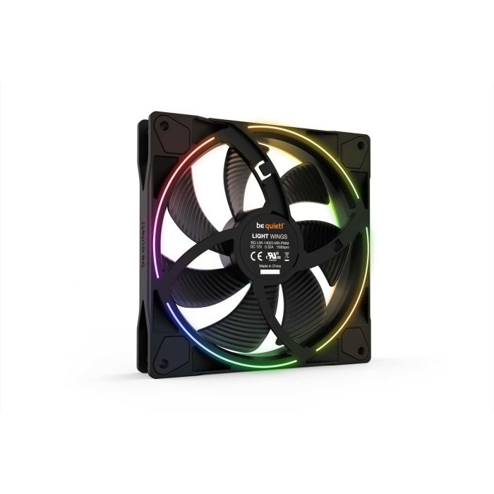 Be Quiet! LIGHT WINGS 140mm PWM ARGB Triple-Pack Ventilador de PC, 1500 RPM, Flujo de Aire 95.14 m³/h, Iluminación LED Multicolor, Negro, 140x140x25mm 3