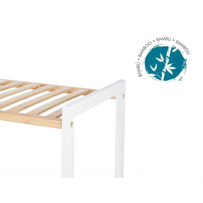 Berilo Estantería Cuadrada de Bambú y Madera con 3 Estantes, Color Blanco/Natural, 35.2x70x30.2 cm 3