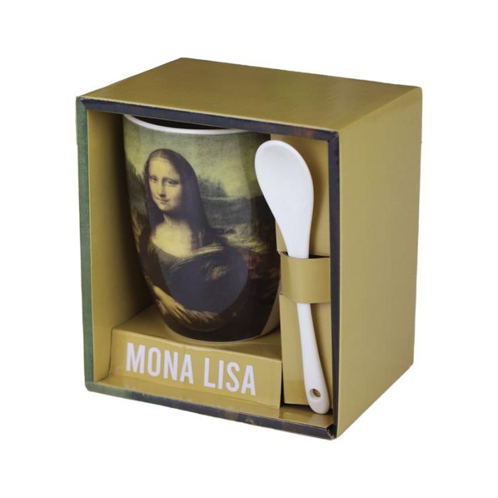 Taza Cerámica Con Cuchara Enesco Mona 1 Taza Cerámica Con Cuchara Enesco Mona 1