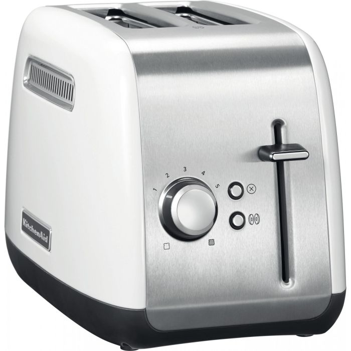 KitchenAid 5KMT2115EWH Tostadora de 2 rebanadas, 1100W, Acero Inoxidable/Blanco, Control ajustable, Bandeja recogemigas
