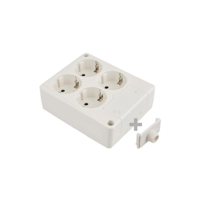 Base bipolar 4 tomas t/tl 10/16 a 250 v cuadrada color blanco Base bipolar 4 tomas t/tl 10/16 a 250 v cuadrada color blanco