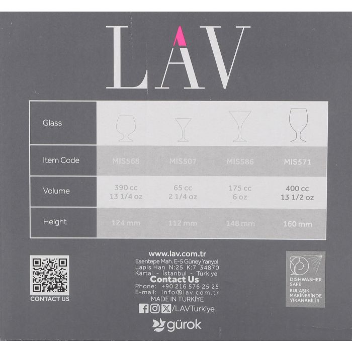 Lav Set 6 Copas Cerveza Misket 400 cc de capacidad (4 Cajas)