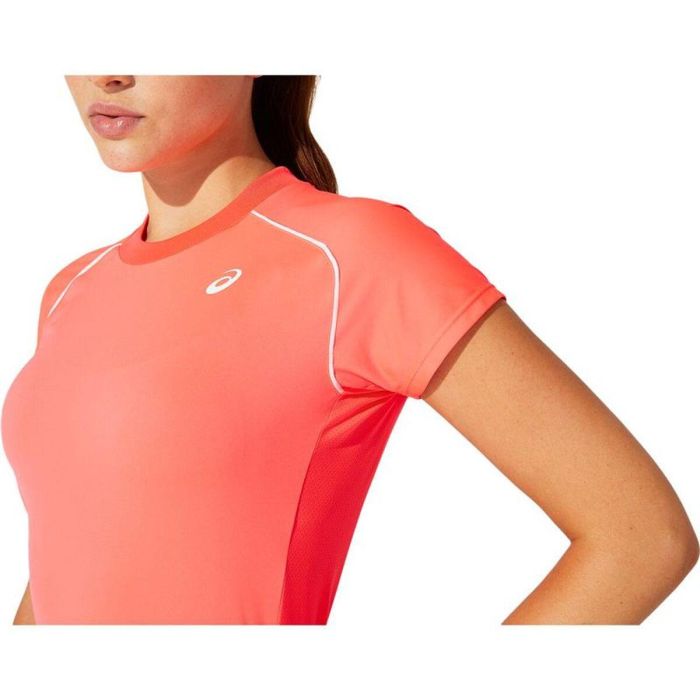Camiseta Deportiva de Manga Corta Asics Court Piping W Coral L 1