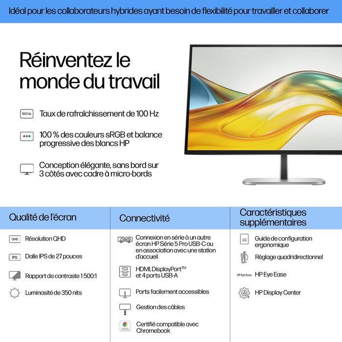 HP 527pq Monitor Serie 5 Pro QHD de 27 pulgadas con Pantalla Ergonómica Ajustable y Claridad Visual Refinada 14