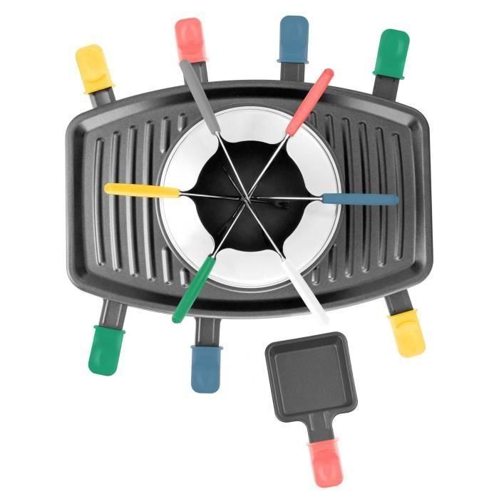 Continental Edison Raclette y Fondue FD12881 para 8 Personas con Parrilla 3 en 1 - 1100W, Negro 2 Continental Edison Raclette y Fondue FD12881 para 8 Personas con Parrilla 3 en 1 - 1100W, Negro 2