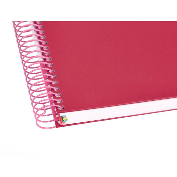 Cuaderno Espiral A5 Micro Antartik Tapa Forrada120H 90 gr Cuadro 5 mm 5 Bandas6 Taladros Color Frambuesa 7