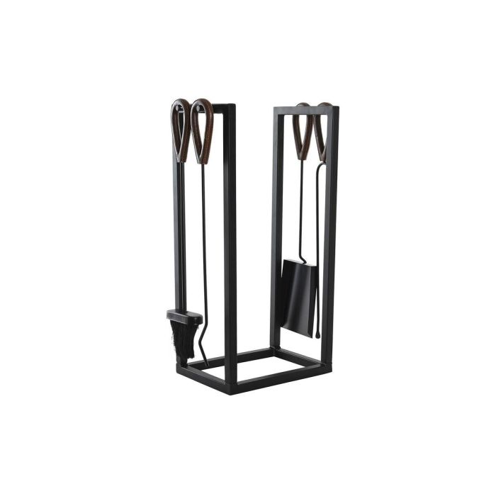 Leñera Loft DKD Home Decor Negro 2 x 56 x 7 cm Set de 4