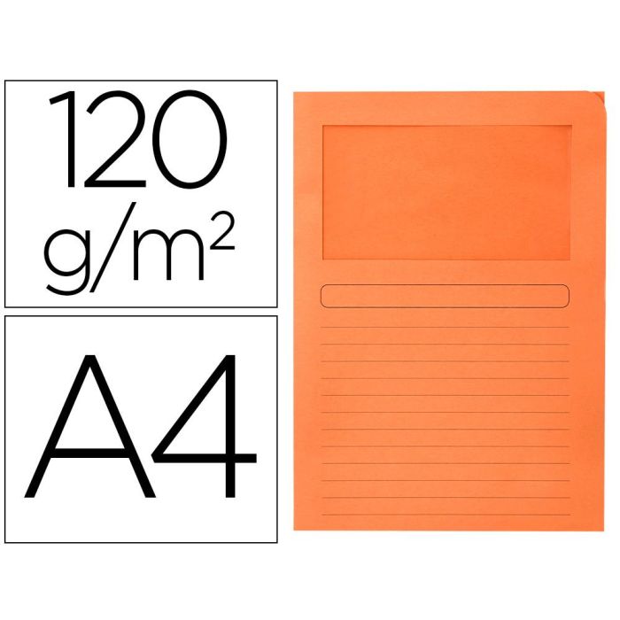 Subcarpeta Cartulina Q-Connect Din A4 Naranja Con Ventana Transparente 120 gr-M2 50 unidades