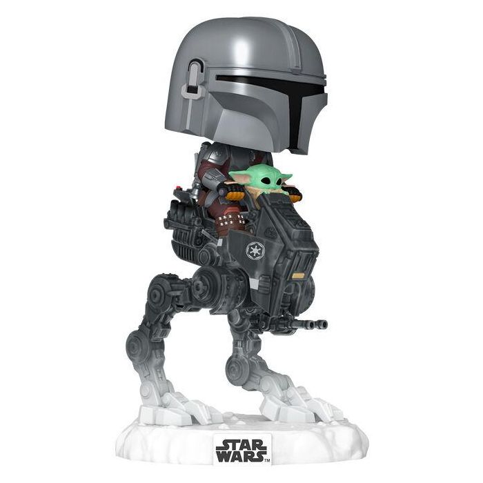 FUNKO POP Rides Star Wars The Mandalorian Deluxe: The Mandalorian & Grogu en AT-RT Remanente Imperial - Figura Coleccionable