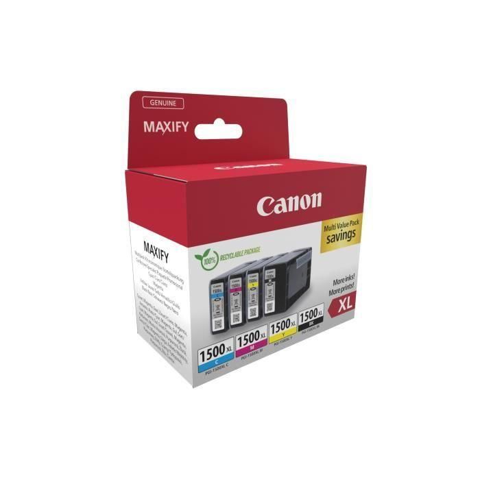 Canon Tinta Ecopack Bk+C-M-Y Pack 4XL Para Maxify Ib 4050-4150 - Mb 5150-5155-5350-5450 - Pgi 1500XL 1 Canon Tinta Ecopack Bk+C-M-Y Pack 4XL Para Maxify Ib 4050-4150 - Mb 5150-5155-5350-5450 - Pgi 1500XL 1