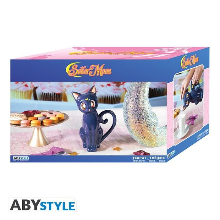 Abystyle Tetera Sailor Moon de cerámica, capacidad 1000 ml, taza con Luna la gata, no apta microondas