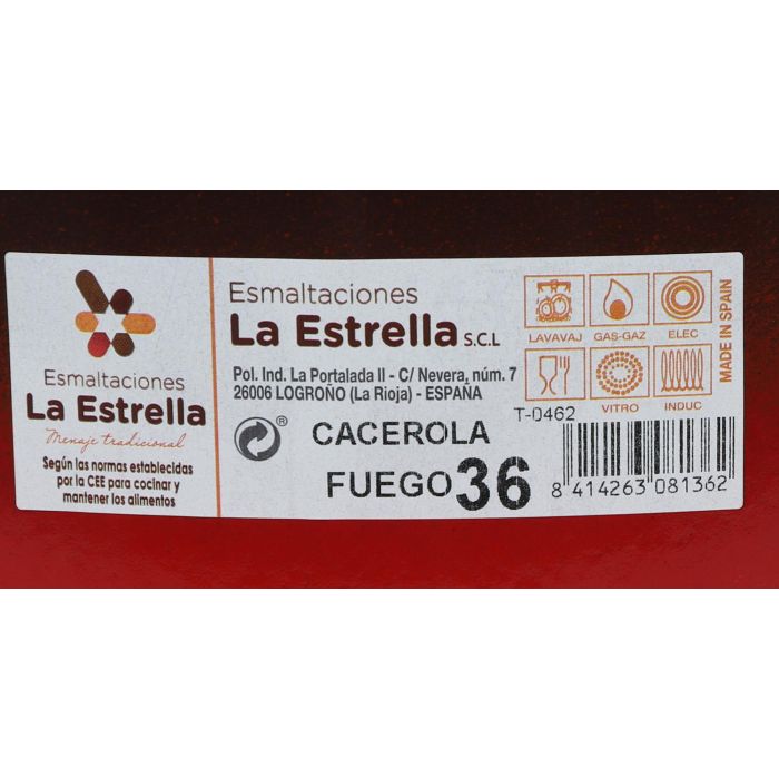 La Estrella Cacerola Esmaltada con Tapa 36 cm - 15 L "Fuego" (2 Unidades)