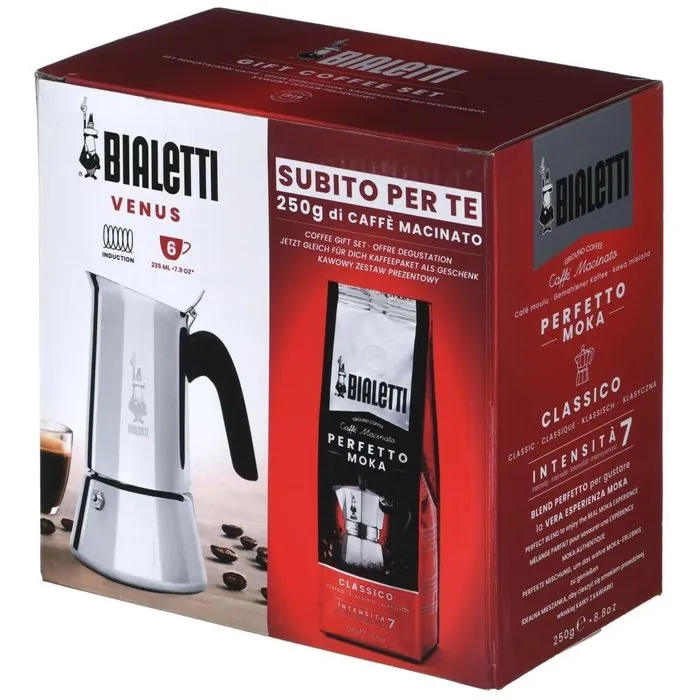 Bialetti BIA8006363034951 Cafetera Italiana Venus 6 Tazas 0.30L + Café Perfetto Moka Classico Paquete 250g Plata 4