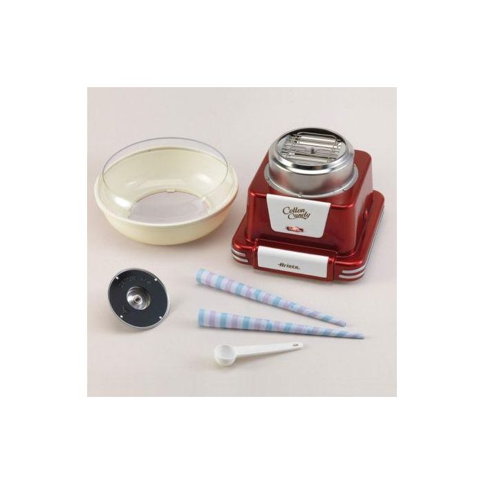 MAQUINA DE ALGODON DE AZÚCAR ARIETE PARTY TIME - 500W - INCLUYE 2 CONOS DE PLÁSTICO Y CUCHARA DE MEDICIÓN - FÁCIL DE LIMPIAR 1