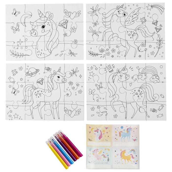 Jeux 2 momes Juego de 4 Puzzles para Colorear con Rotuladores y Pegatinas, a partir de 5 años 4 Jeux 2 momes Juego de 4 Puzzles para Colorear con Rotuladores y Pegatinas, a partir de 5 años 4
