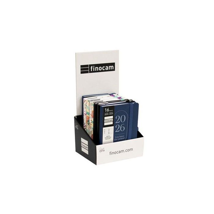Agenda Anual (2025-26) Finocam Catalan 16 Meses Capri Cosida Tapa Extradura S/V Apais. F4 118X168 Con Goma Assortiment Expositor De 9
