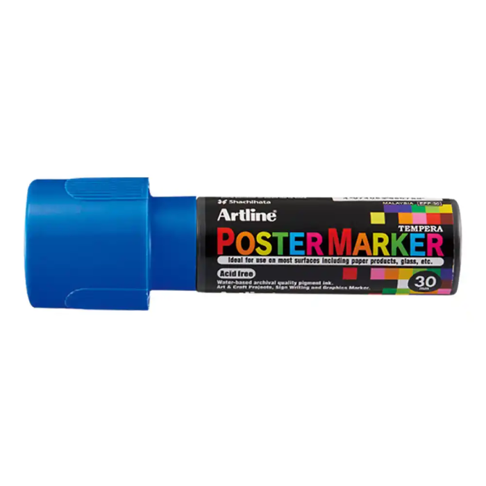 Artline Rotulador EPP-30 Poster Marker Punta Rectangular 30 mm Azul para Carteles, Metal, Plástico, Vidrio 1